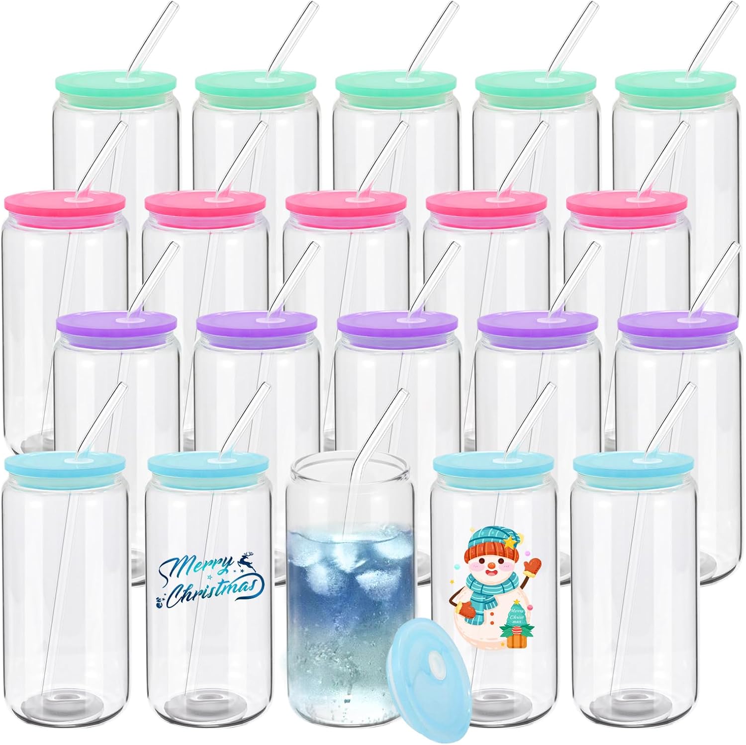 Coffee Tea Images - 20 Pack Drinking Glasses with Acrylic