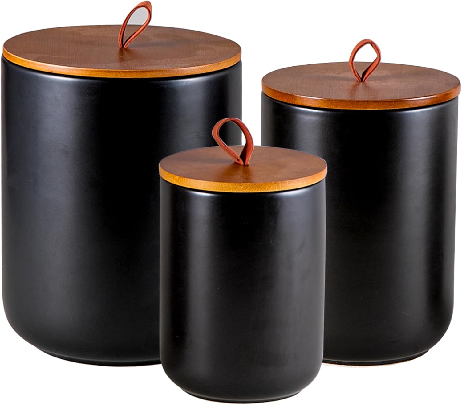 Coffee Tea Sugar Canister Set - Ceramic Canister Set (30 oz, 48