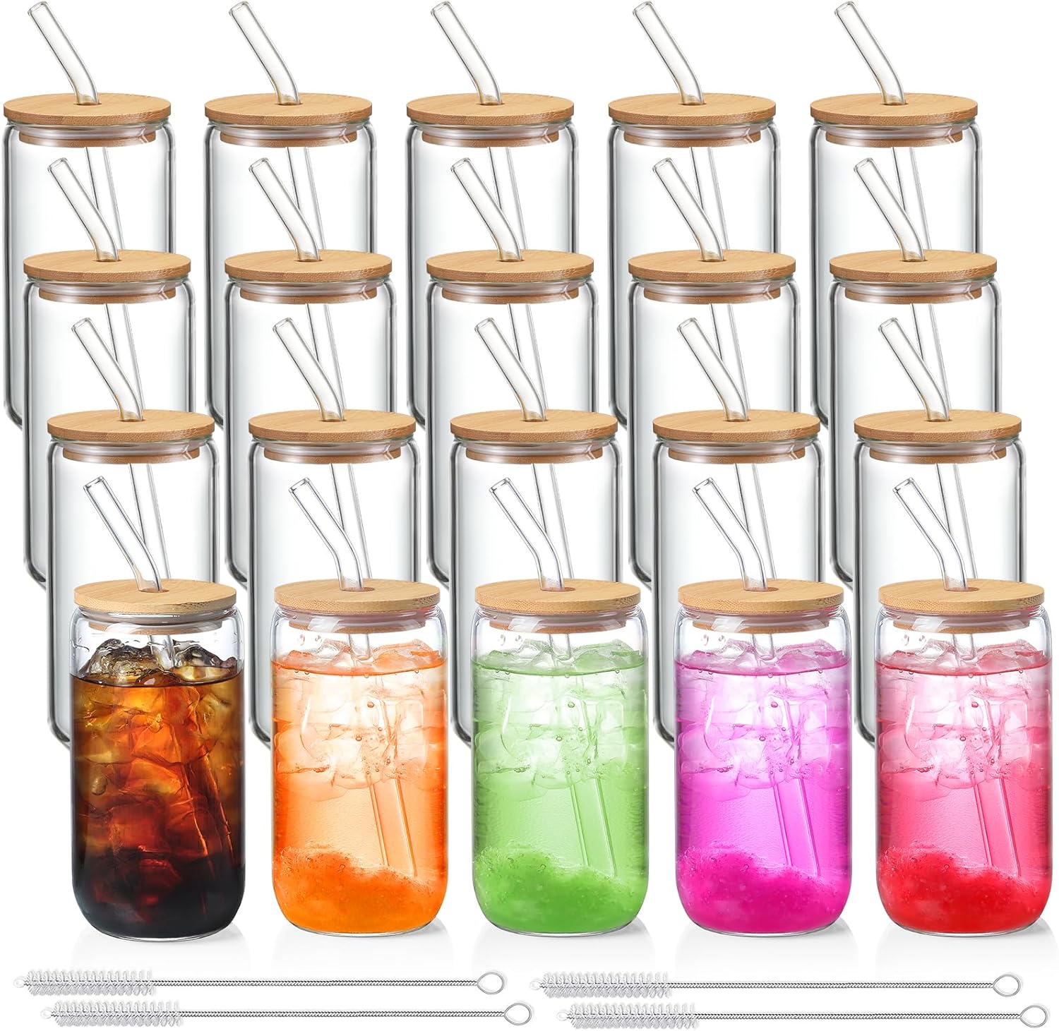 Coffee Tea Images - 20 Pack Glass Cups with Lids