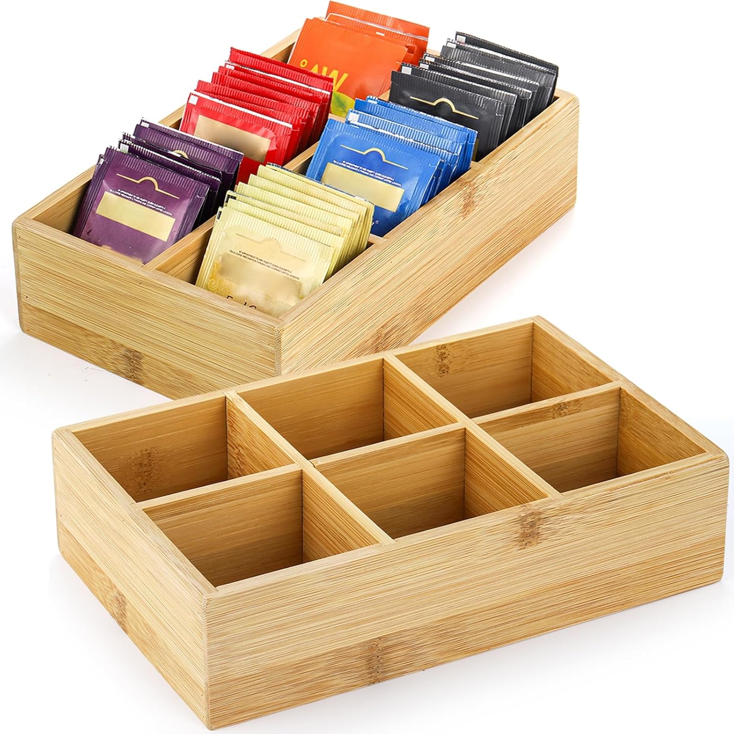 Coffee Tea Images - Bamboo Tea Bag Organizer 2 Pack