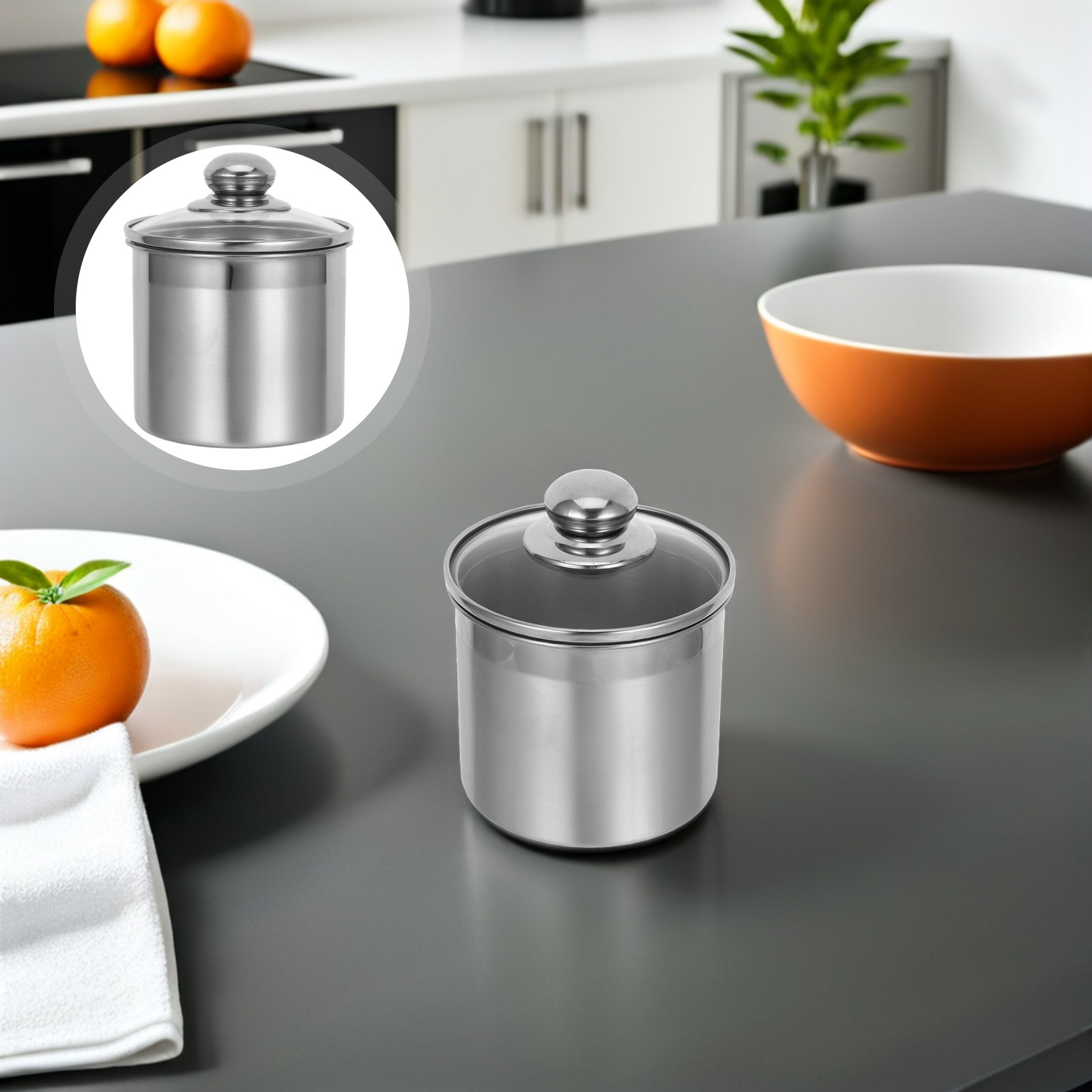 Coffee Tea Sugar Canister Set - Stainless Steel Kitchen Canister Set Airtight