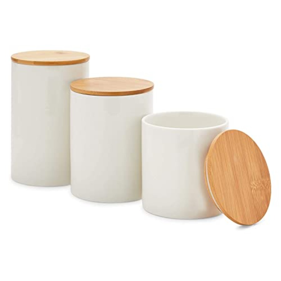 Coffee Tea Sugar Canister Set - Ceramic Canisters - Coffee Canisters with