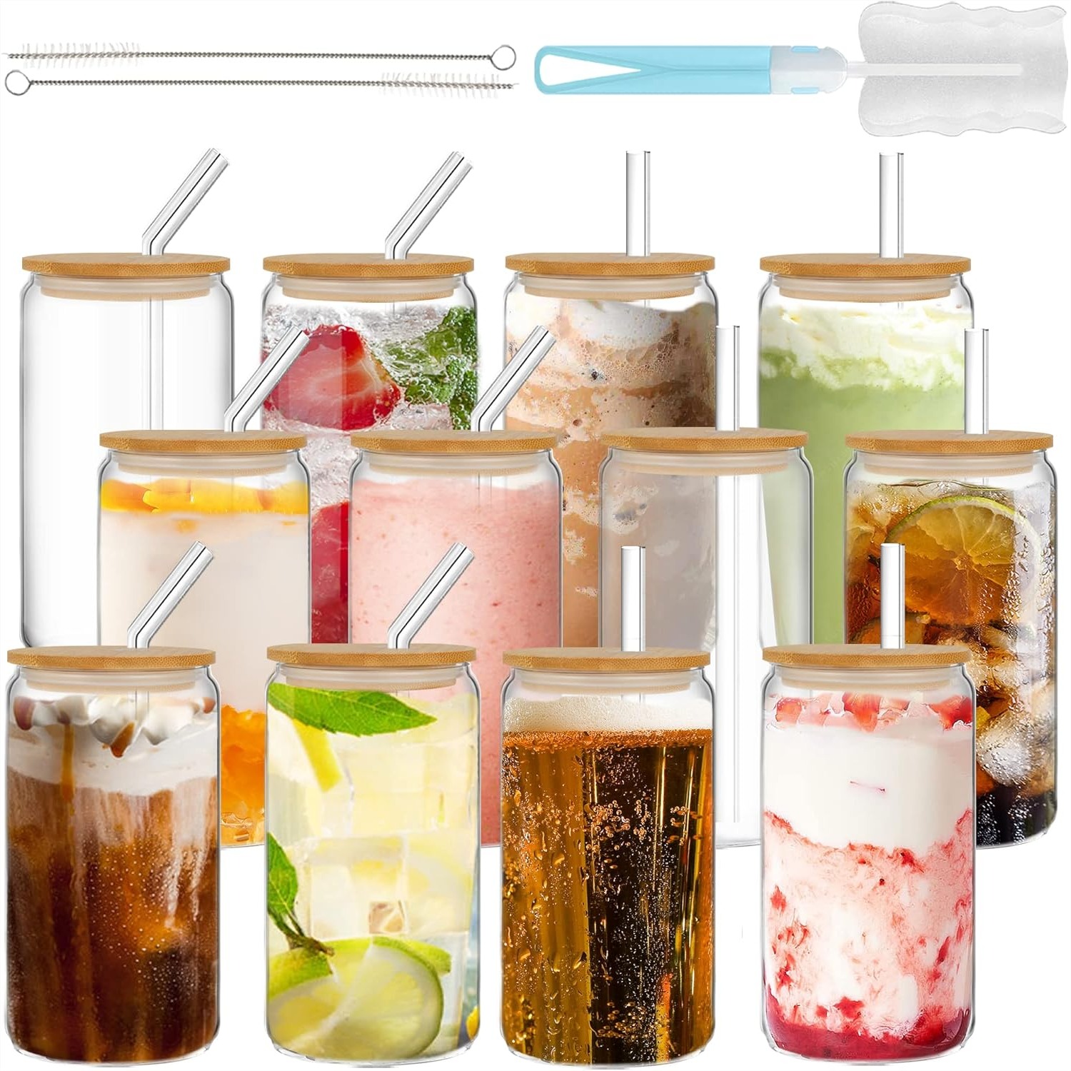 16oz Drinking Glasses with Bam - Coffee Tea Images บทวิจารณ์และราคา