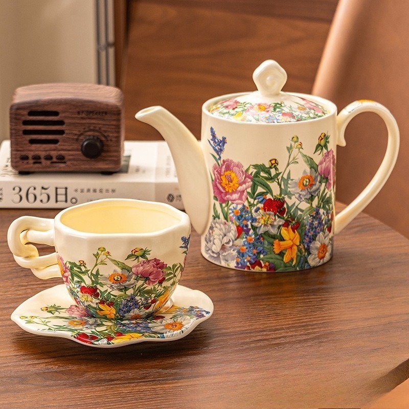 European Vintage Floral Cerami - Coffee Tea Gift Basket บทวิจารณ์และราคา