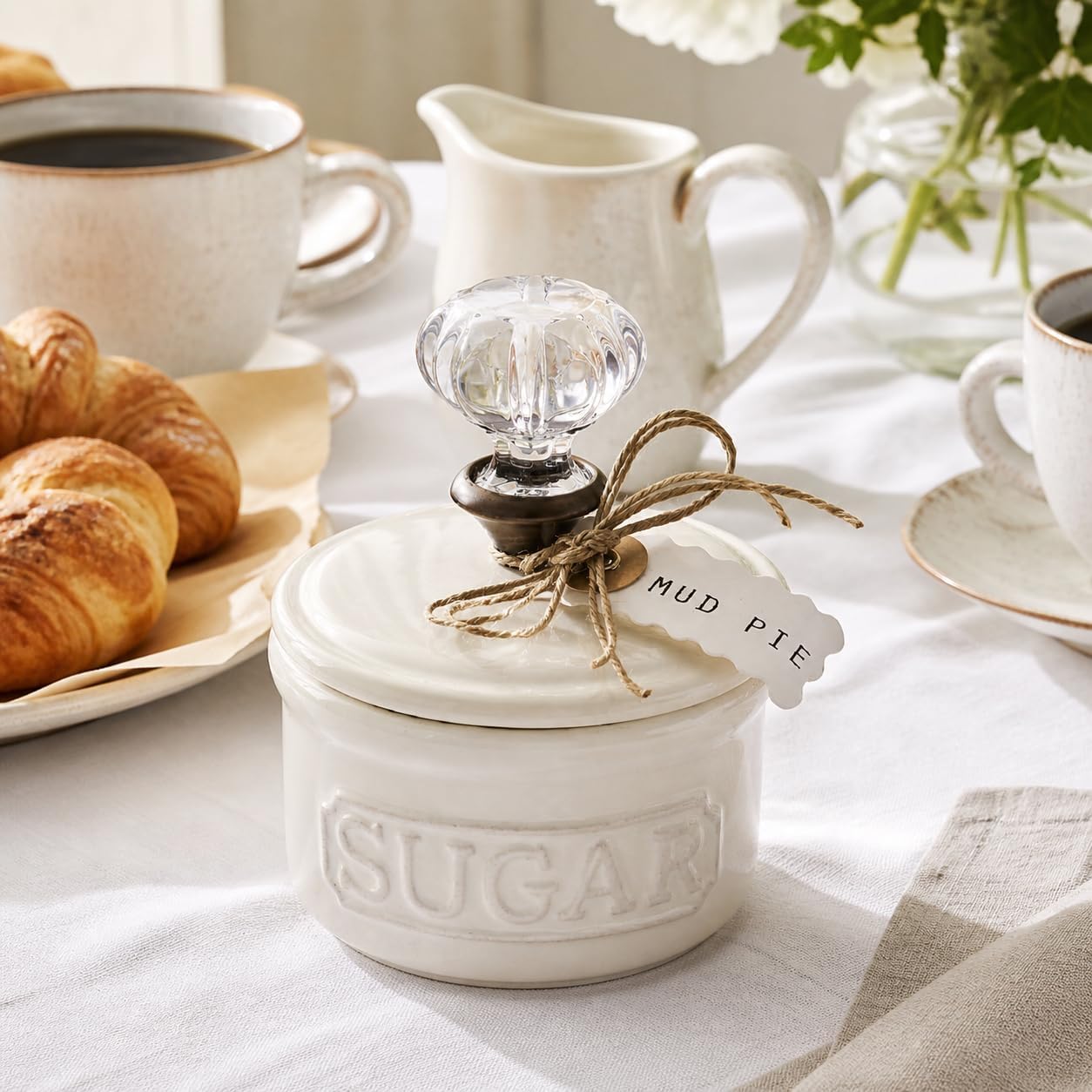 Ceramic Sugar Bowl with Glass  - Coffee Tea Images บทวิจารณ์และราคา