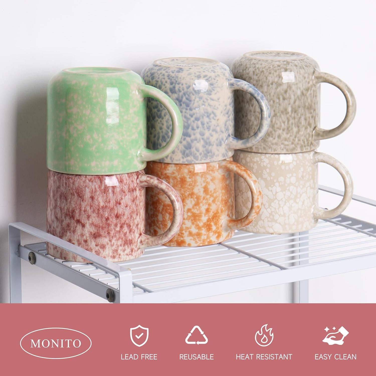 12 OZ Coffee Mugs Set of 6, Mo - Coffee Tea Images บทวิจารณ์และราคา