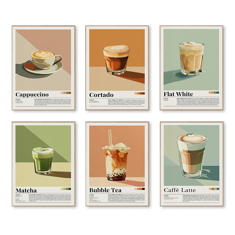Vintage Coffee Beverage Poster - Coffee Tea Poster บทวิจารณ์และราคา
