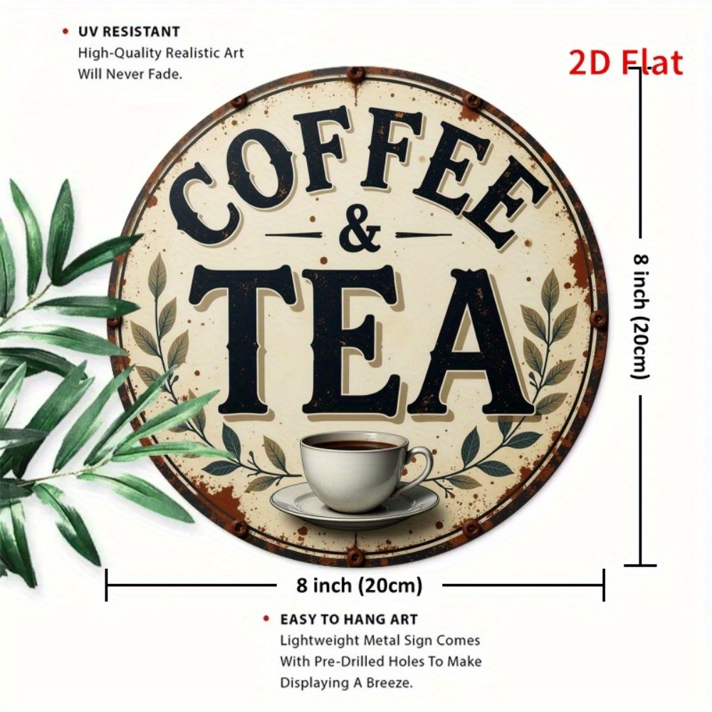 Vintage Metal Coffee Tea Sign  - Coffee Tea For Garden บทวิจารณ์และราคา
