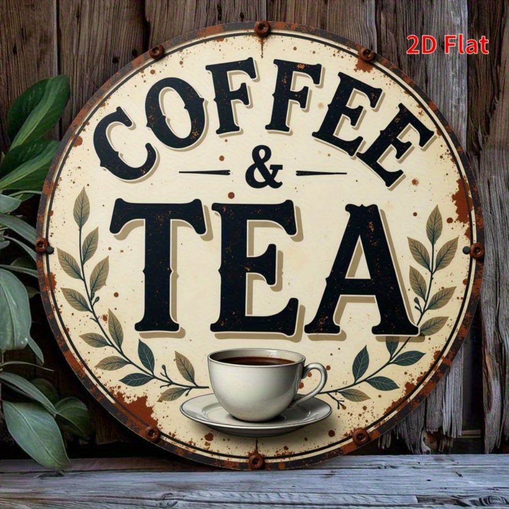Vintage Metal Coffee Tea Sign  - Coffee Tea For Garden บทวิจารณ์และราคา