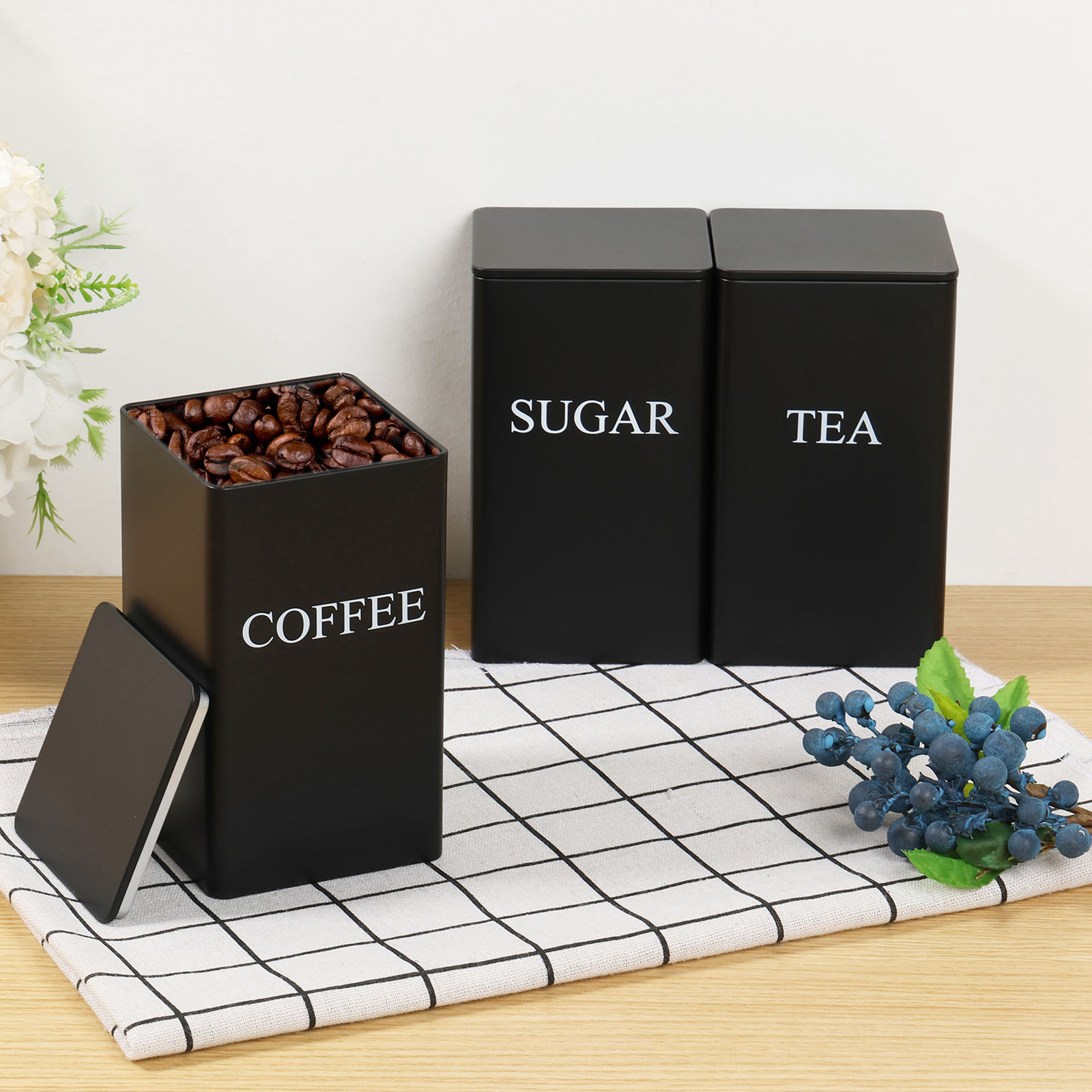 3Pcs Coffee Bean Storage Canis - Coffee Tea Sugar Canister Set บทวิจารณ์และราคา