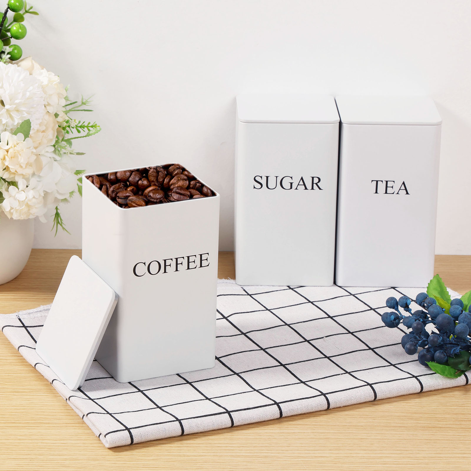 3Pcs Coffee Bean Storage Canis - Coffee Tea Sugar Canister Set บทวิจารณ์และราคา