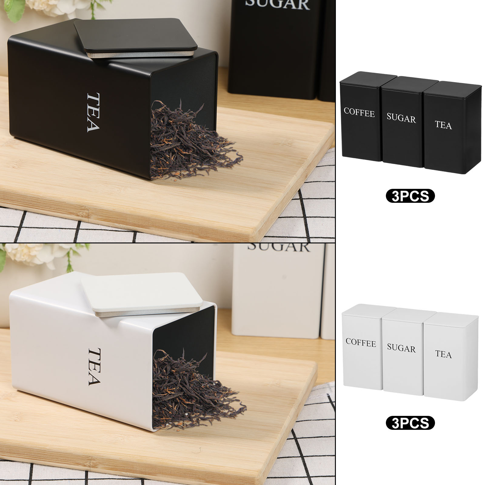3Pcs Coffee Bean Storage Canis - Coffee Tea Sugar Canister Set บทวิจารณ์และราคา