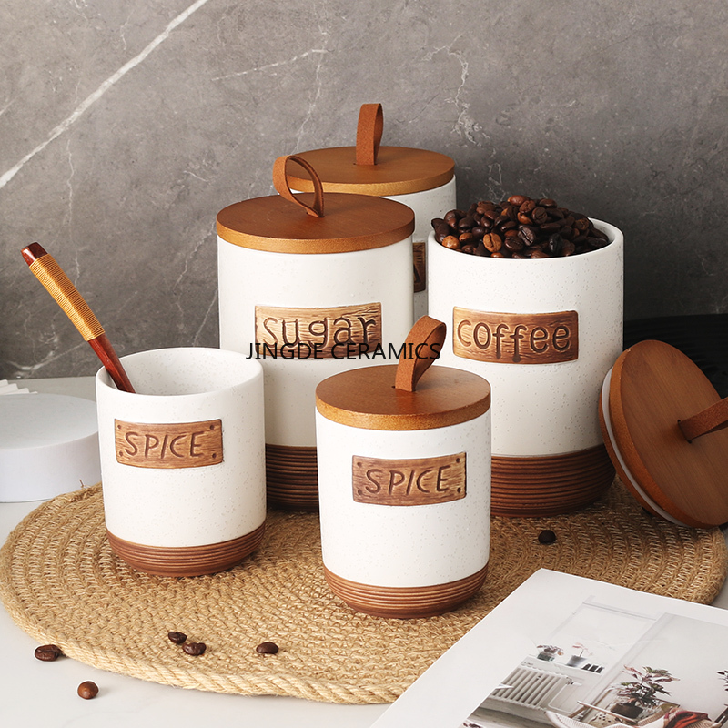 1pc Ceramic sealed jar Coffee  - Coffee Tea Sugar Canister Set บทวิจารณ์และราคา