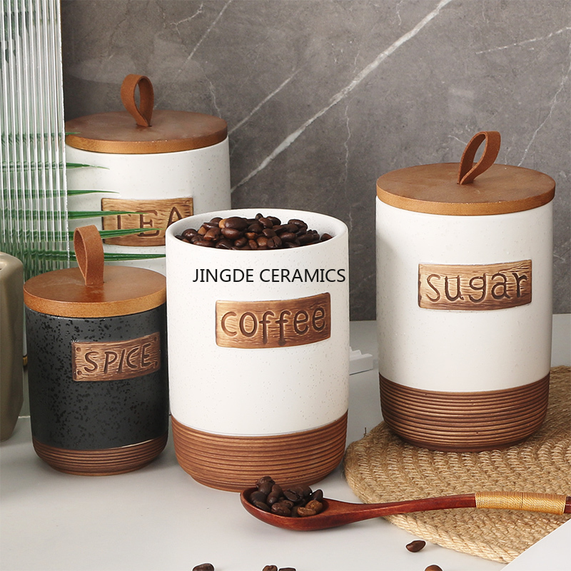 1pc Ceramic sealed jar Coffee  - Coffee Tea Sugar Canister Set บทวิจารณ์และราคา