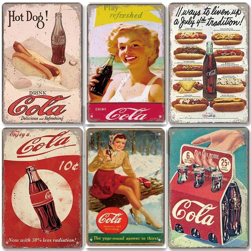 HD Tin Sign Vintage Coca Cola  - Coffee Tea Poster บทวิจารณ์และราคา
