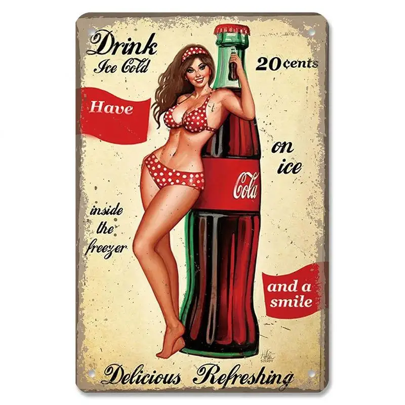HD Tin Sign Vintage Coca Cola  - Coffee Tea Poster บทวิจารณ์และราคา