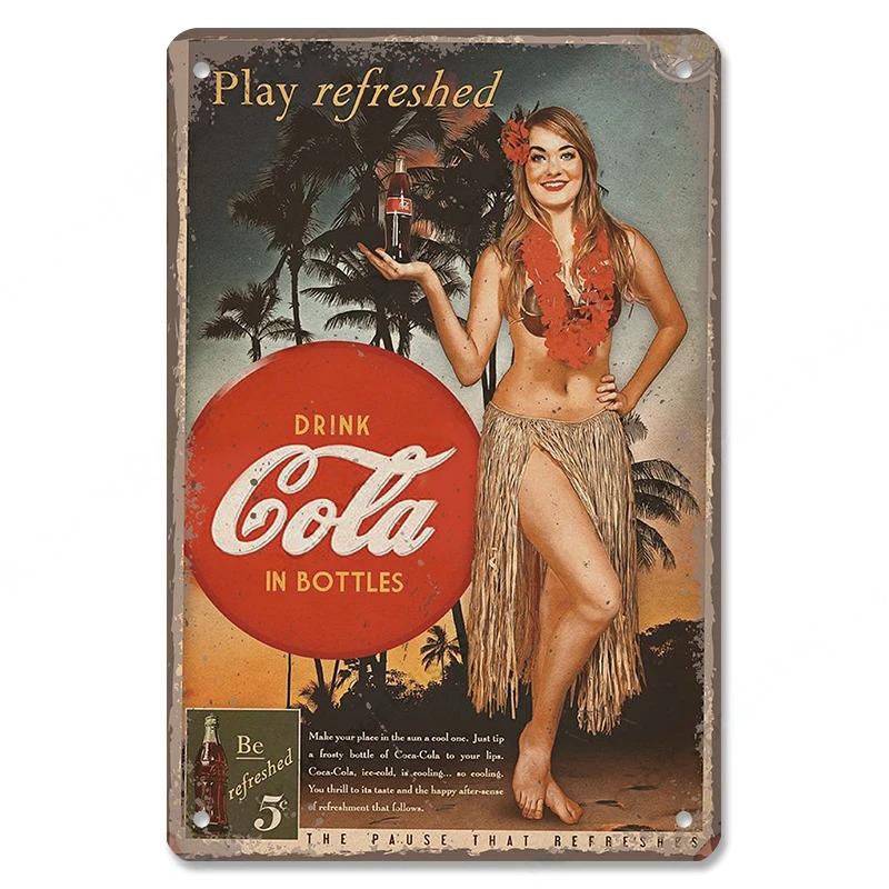 HD Tin Sign Vintage Coca Cola  - Coffee Tea Poster บทวิจารณ์และราคา