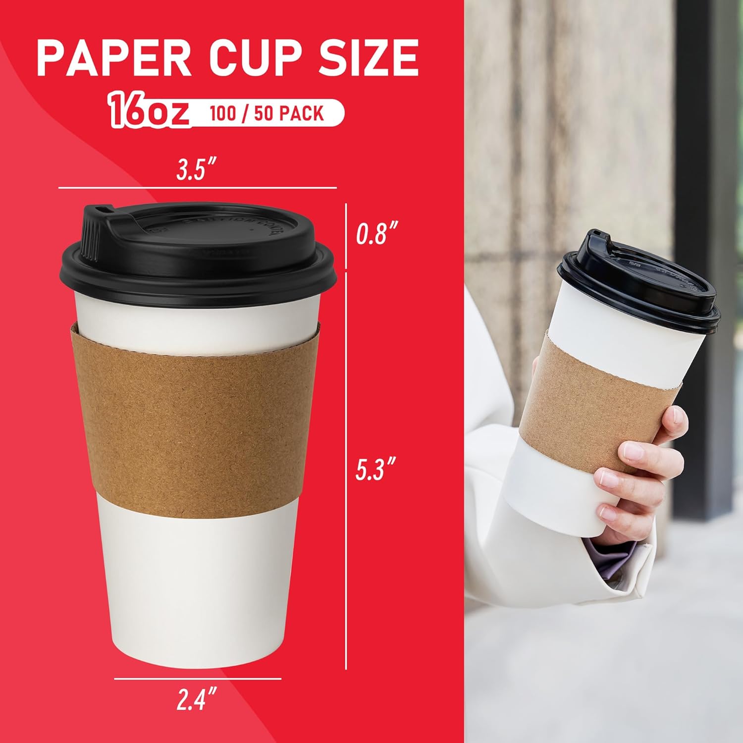 16 oz 100 Pack Coffee Cups wit - Coffee Tea Images บทวิจารณ์และราคา