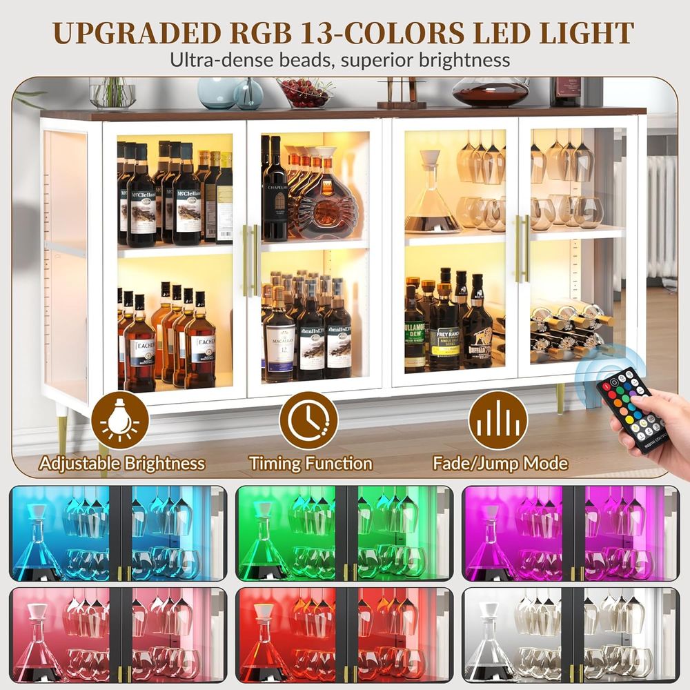 LED-Illuminated Glass Sideboar - Coffee & Tea Difabis บทวิจารณ์และราคา