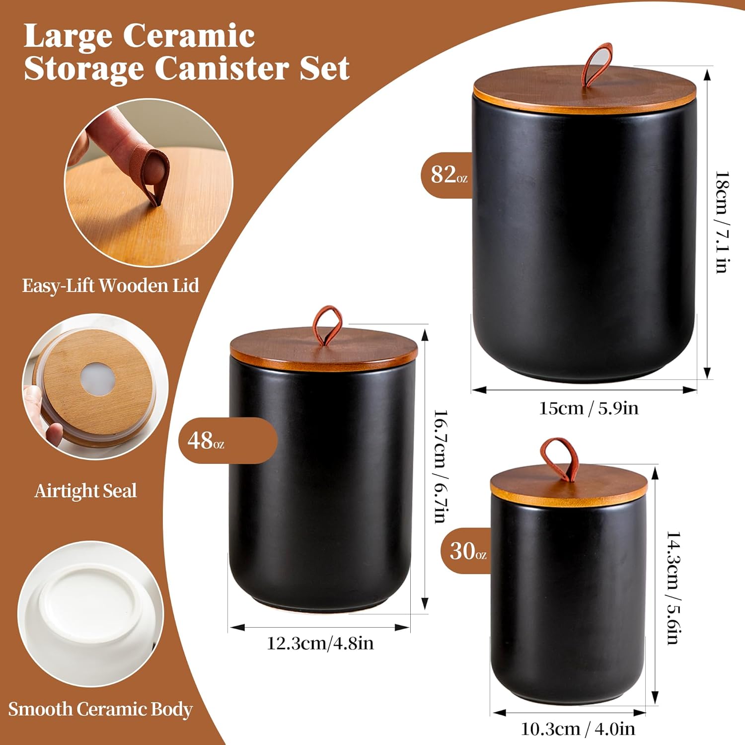 Ceramic Canister Set (30 oz, 4 - Coffee Tea Sugar Canister Set บทวิจารณ์และราคา