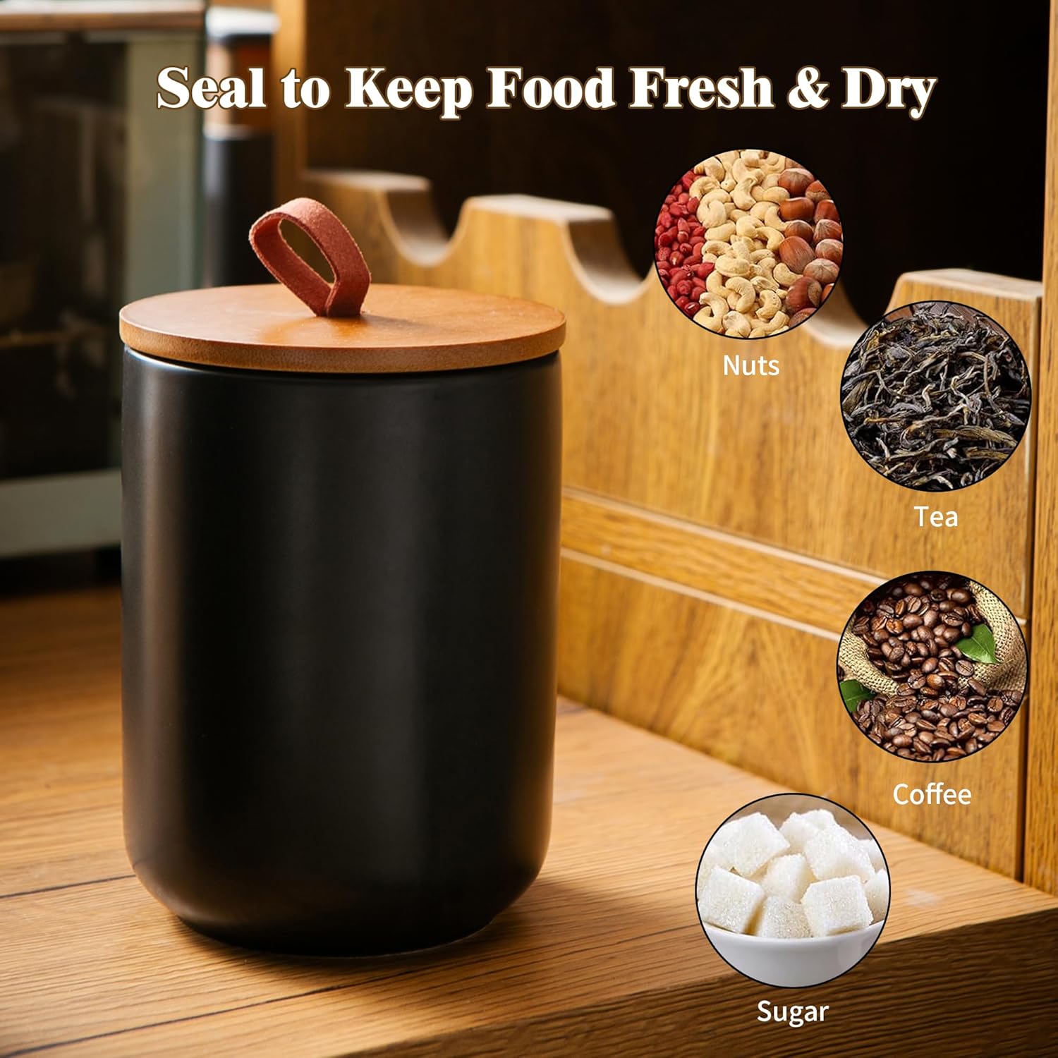 Ceramic Canister Set (30 oz, 4 - Coffee Tea Sugar Canister Set บทวิจารณ์และราคา