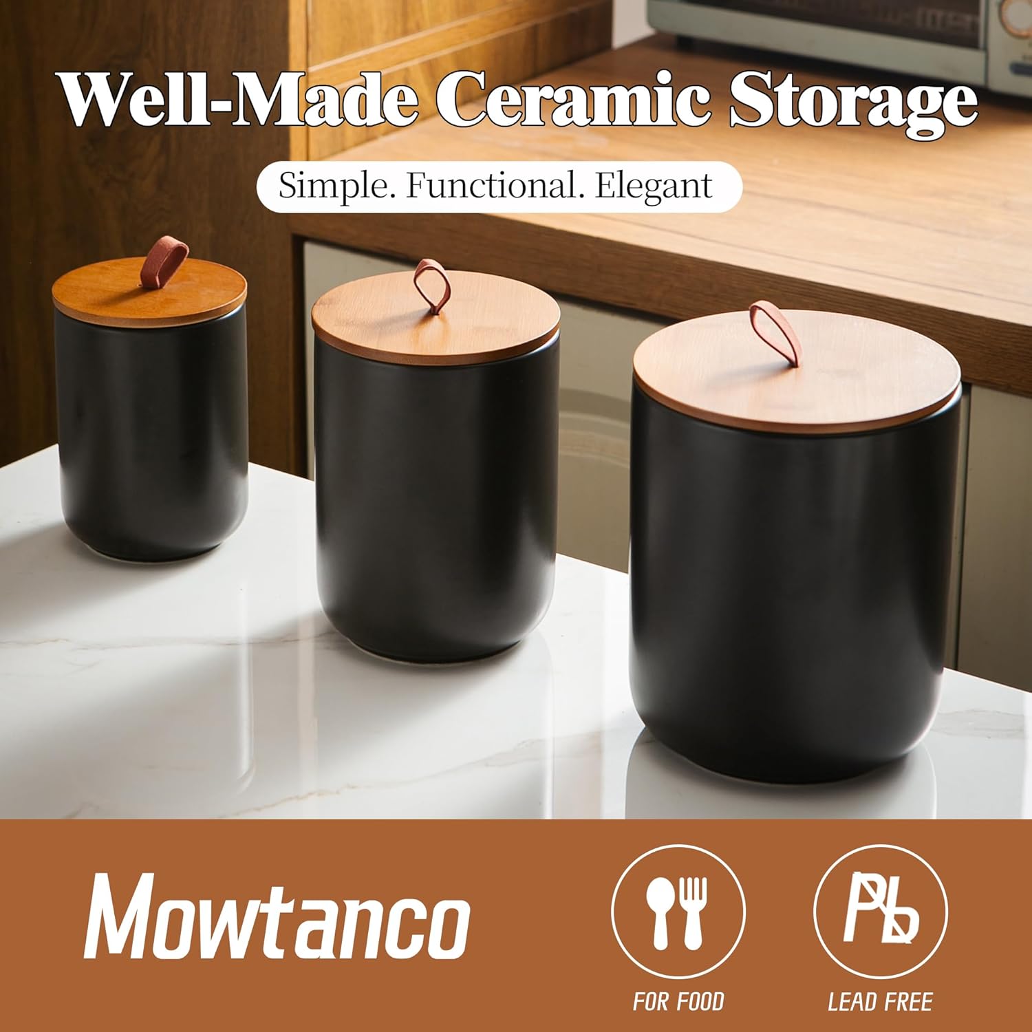 Ceramic Canister Set (30 oz, 4 - Coffee Tea Sugar Canister Set บทวิจารณ์และราคา