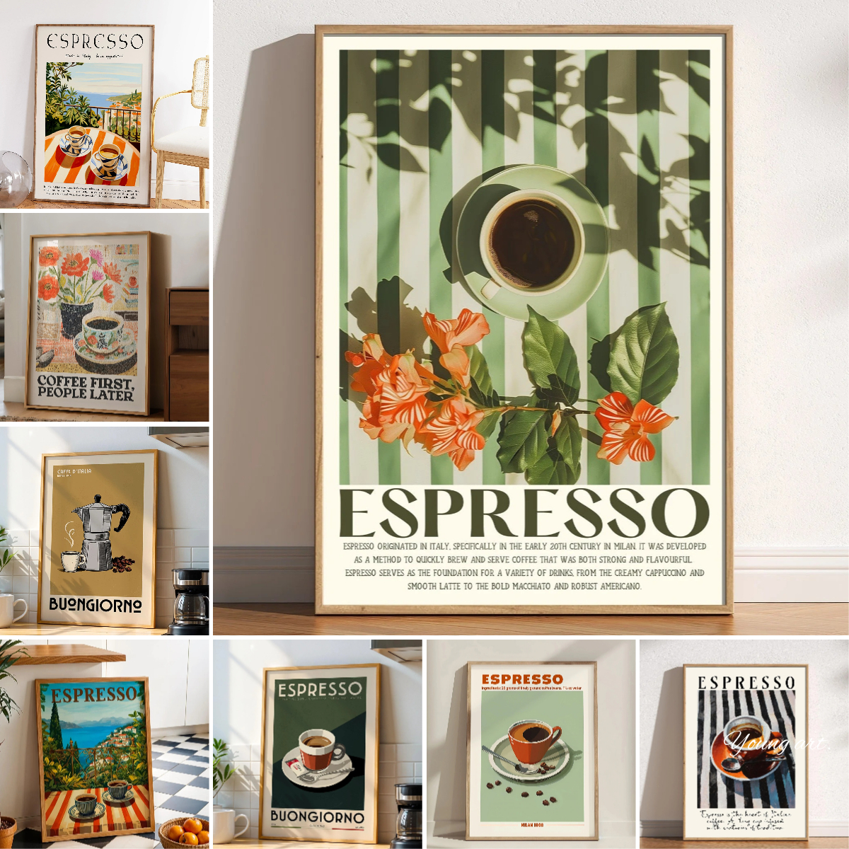 Italian Espresso Coffee Canvas - Coffee Tea Poster บทวิจารณ์และราคา