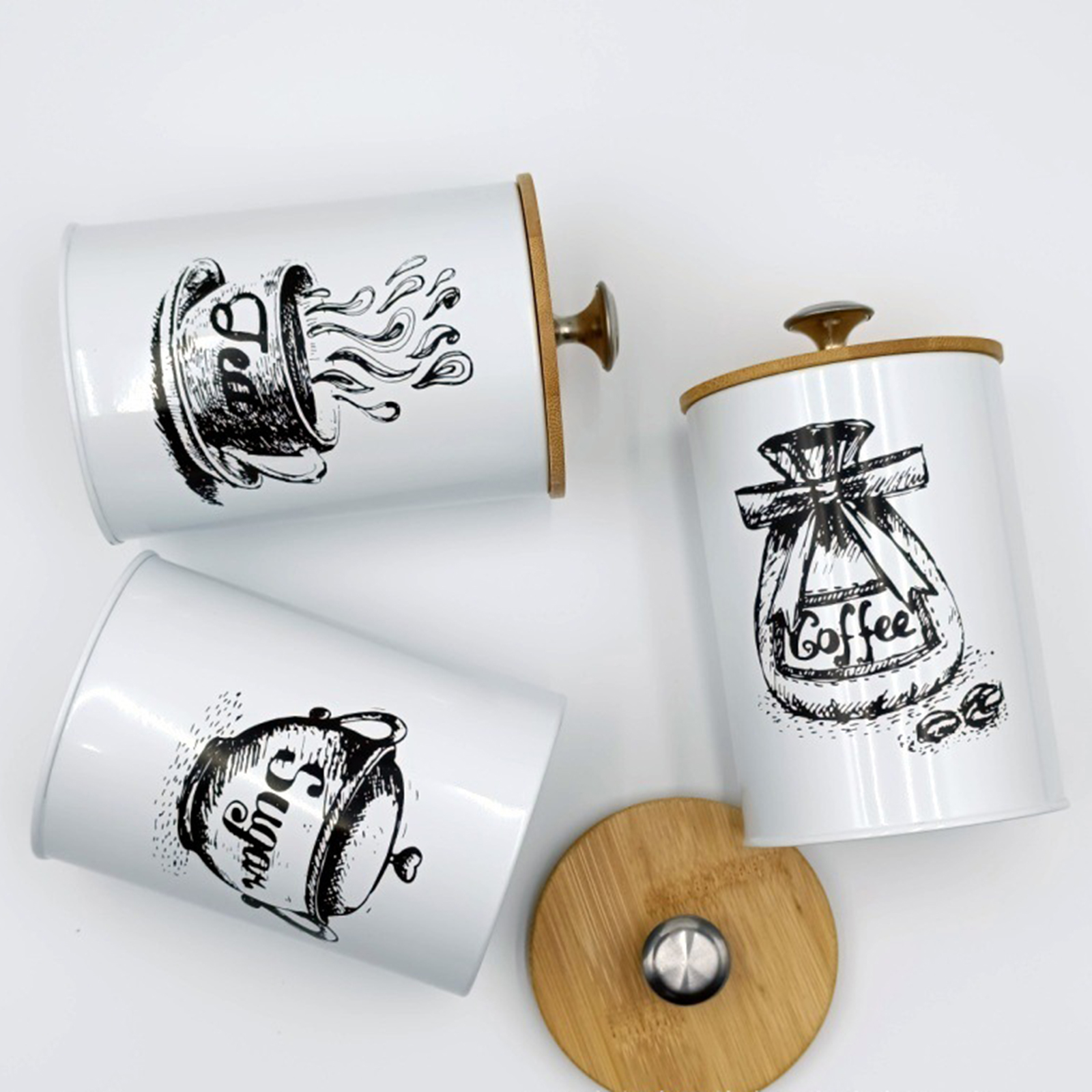 3Pcs Sealed Coffee Canister Se - Coffee Tea Sugar Canister Set บทวิจารณ์และราคา