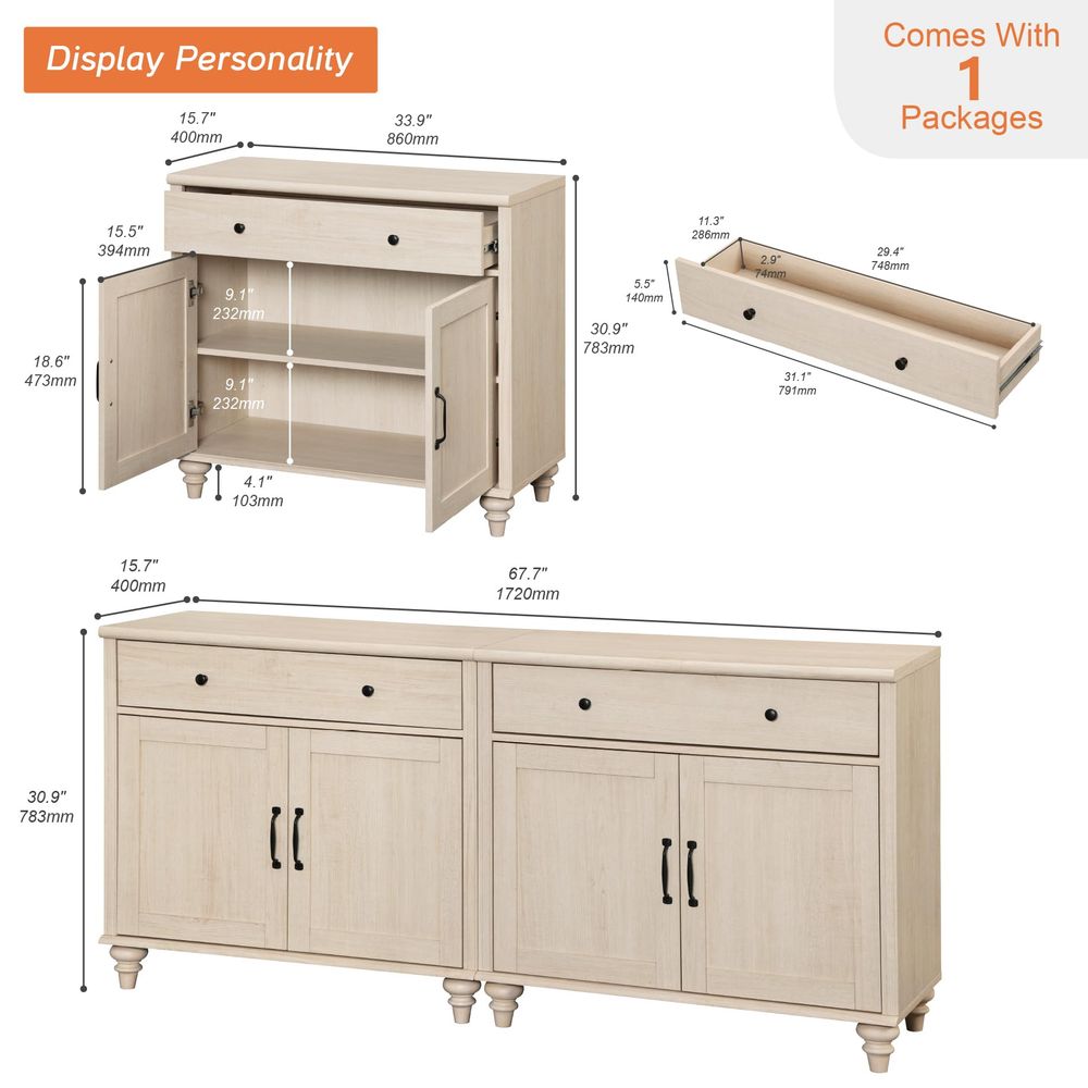 Buffet Cabinet with 4 Doors an - Coffee & Tea Difabis บทวิจารณ์และราคา