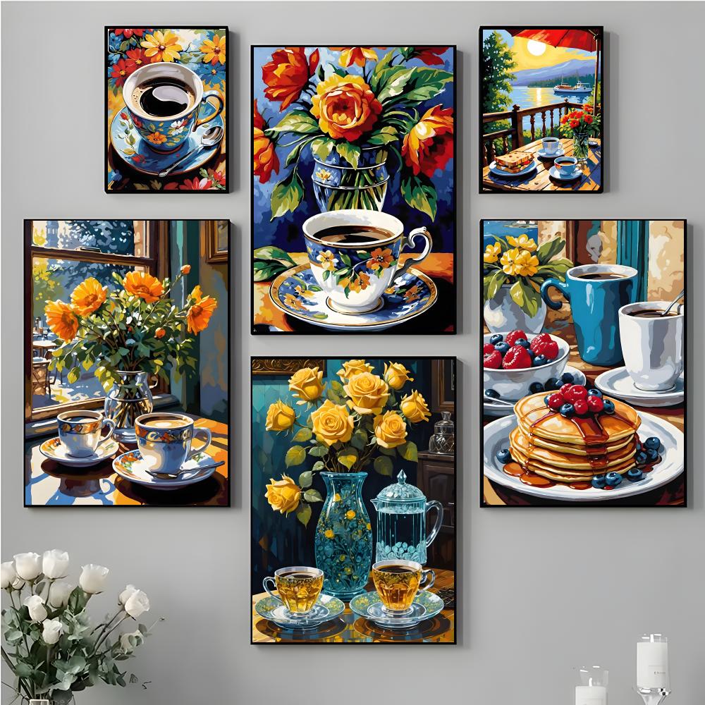 Art Afternoon tea coffee cup P - Coffee Tea Poster บทวิจารณ์และราคา