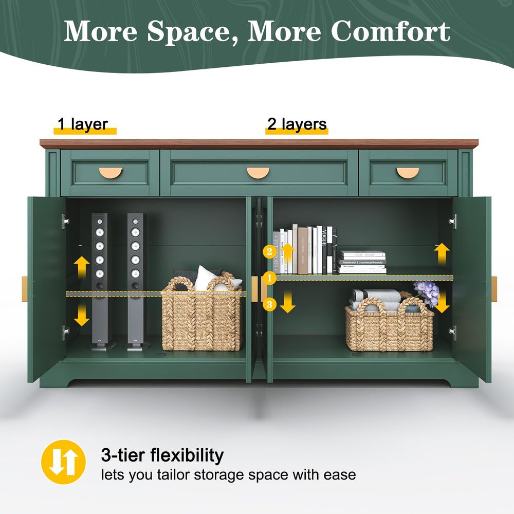 60 Large Buffet Sideboard Cabi - Coffee & Tea Difabis บทวิจารณ์และราคา