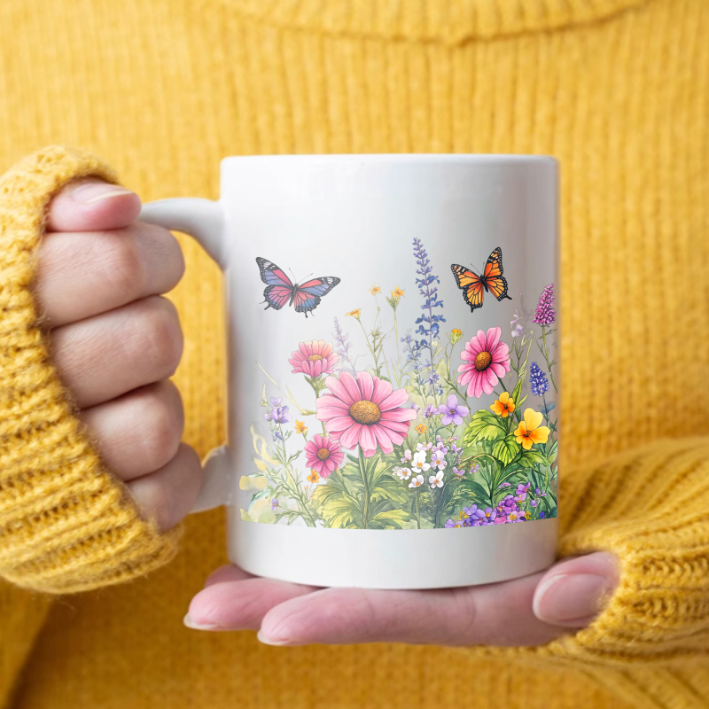 Ceramic cup white flower garde - Coffee Tea For Garden บทวิจารณ์และราคา