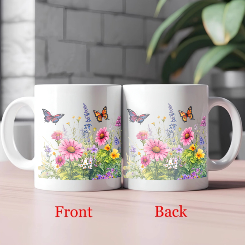 Ceramic cup white flower garde - Coffee Tea For Garden บทวิจารณ์และราคา