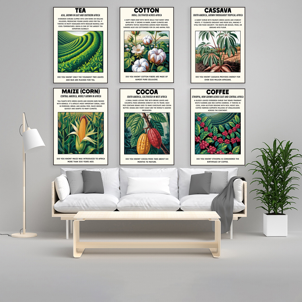 African plant prints, cassava, - Coffee Tea Poster บทวิจารณ์และราคา