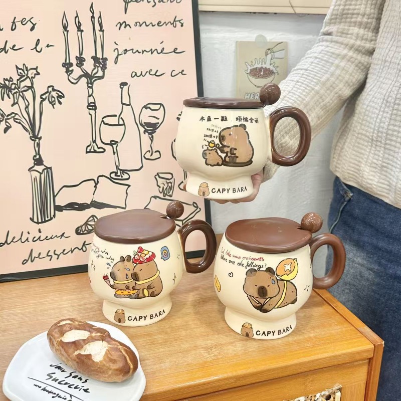 Cute Capybara Ceramic Mug with - Good Coffee Tea บทวิจารณ์และราคา