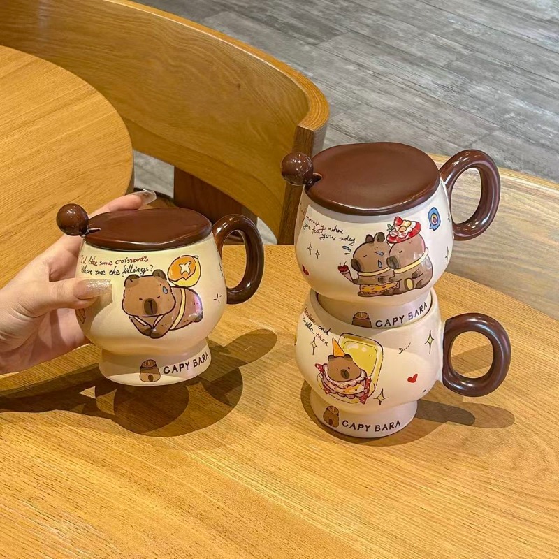 Cute Capybara Ceramic Mug with - Good Coffee Tea บทวิจารณ์และราคา