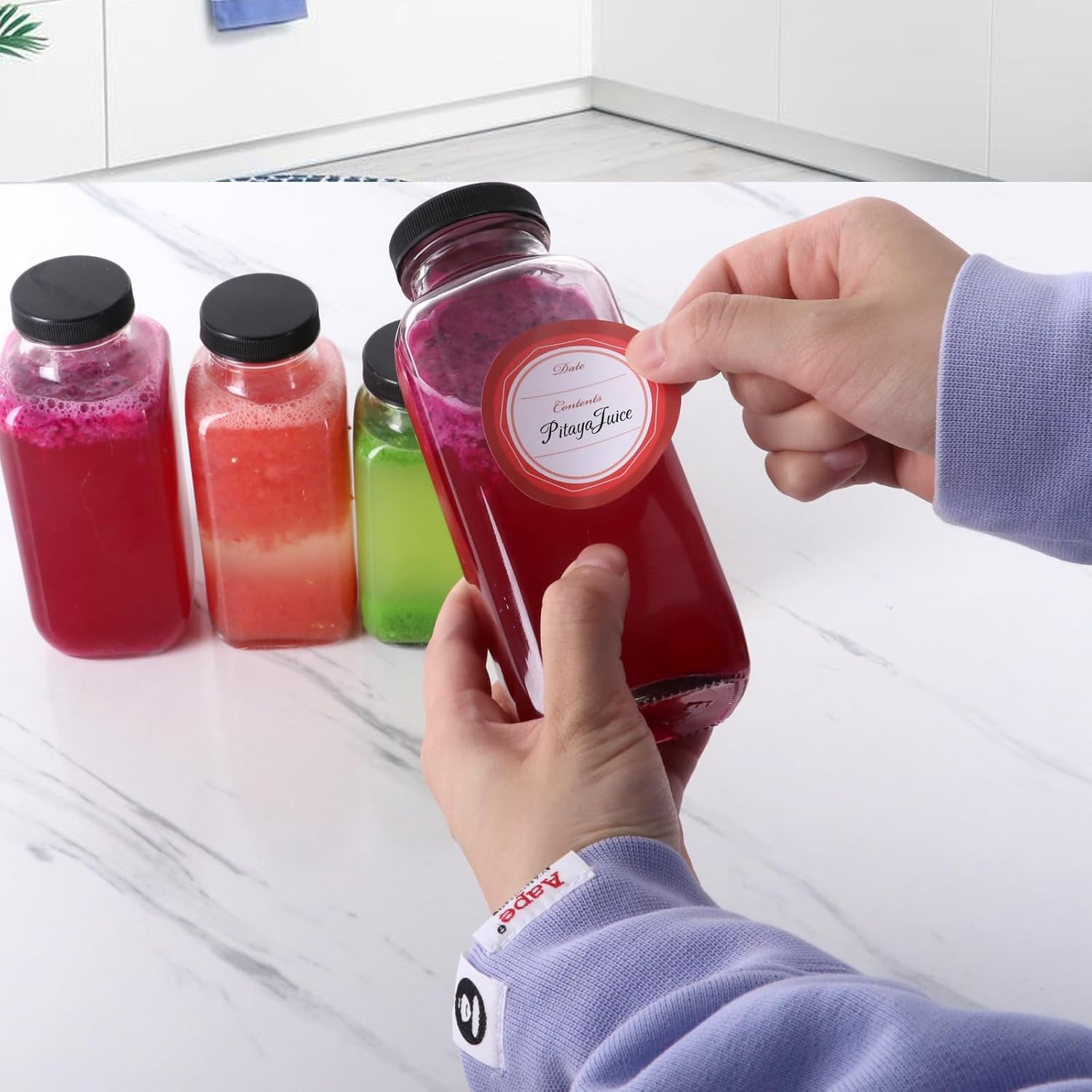 6-Pack 8oz Glass Juice Bottles - Coffee Tea Images บทวิจารณ์และราคา