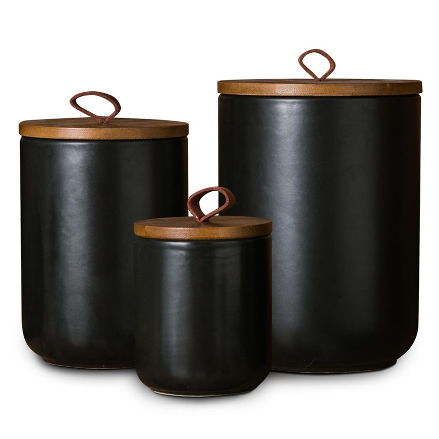 Black Ceramic Canister Set wit - Coffee Tea Sugar Canister Set บทวิจารณ์และราคา