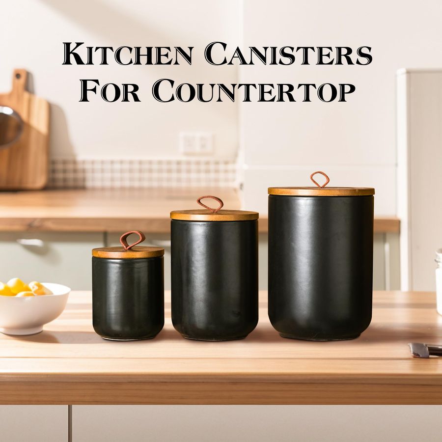 Black Ceramic Canister Set wit - Coffee Tea Sugar Canister Set บทวิจารณ์และราคา