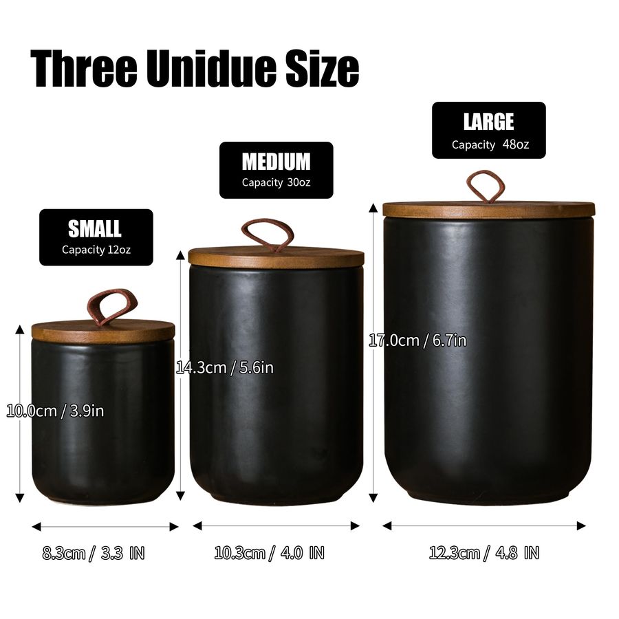 Black Ceramic Canister Set wit - Coffee Tea Sugar Canister Set บทวิจารณ์และราคา