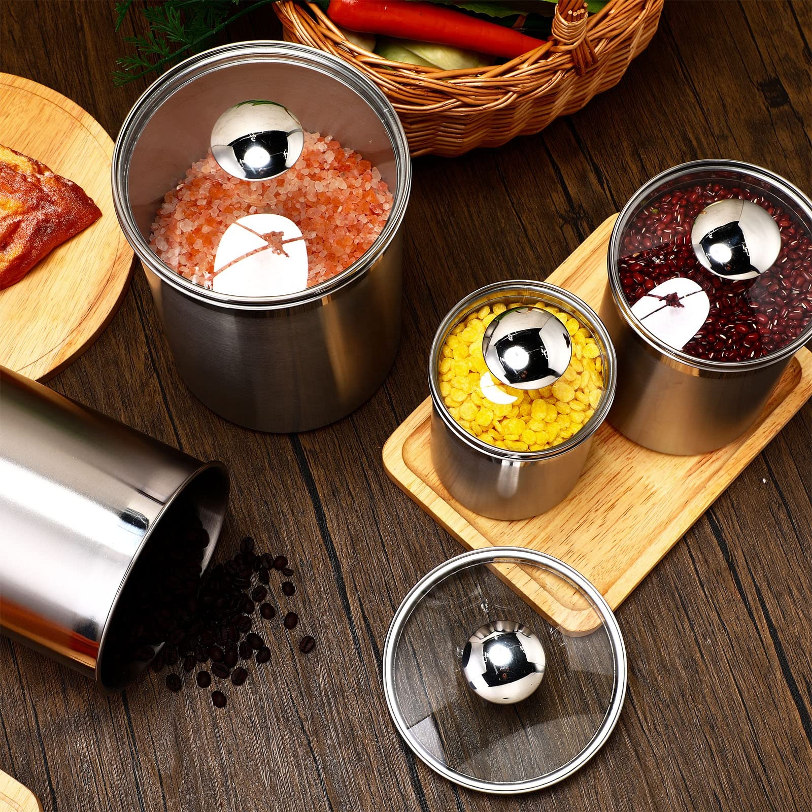 Food Storage Containers Tea Co - Coffee Tea Sugar Canister Set บทวิจารณ์และราคา