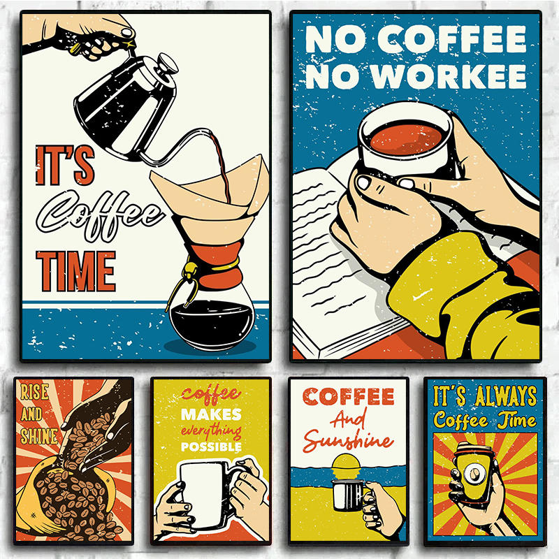 1pc frameless American Style V - Coffee Tea Poster บทวิจารณ์และราคา