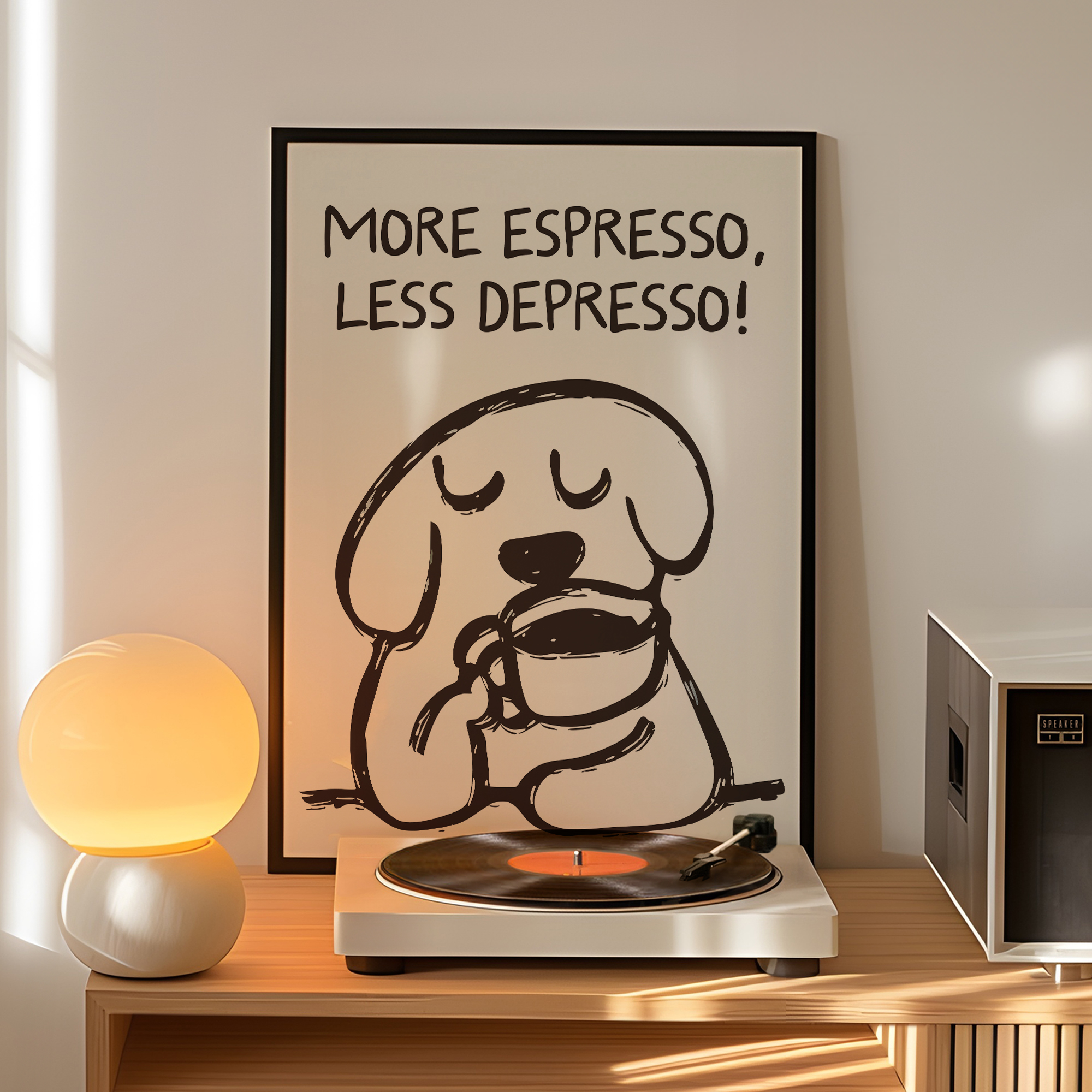 Retro More Espresso Less Depre - Coffee Tea Poster บทวิจารณ์และราคา