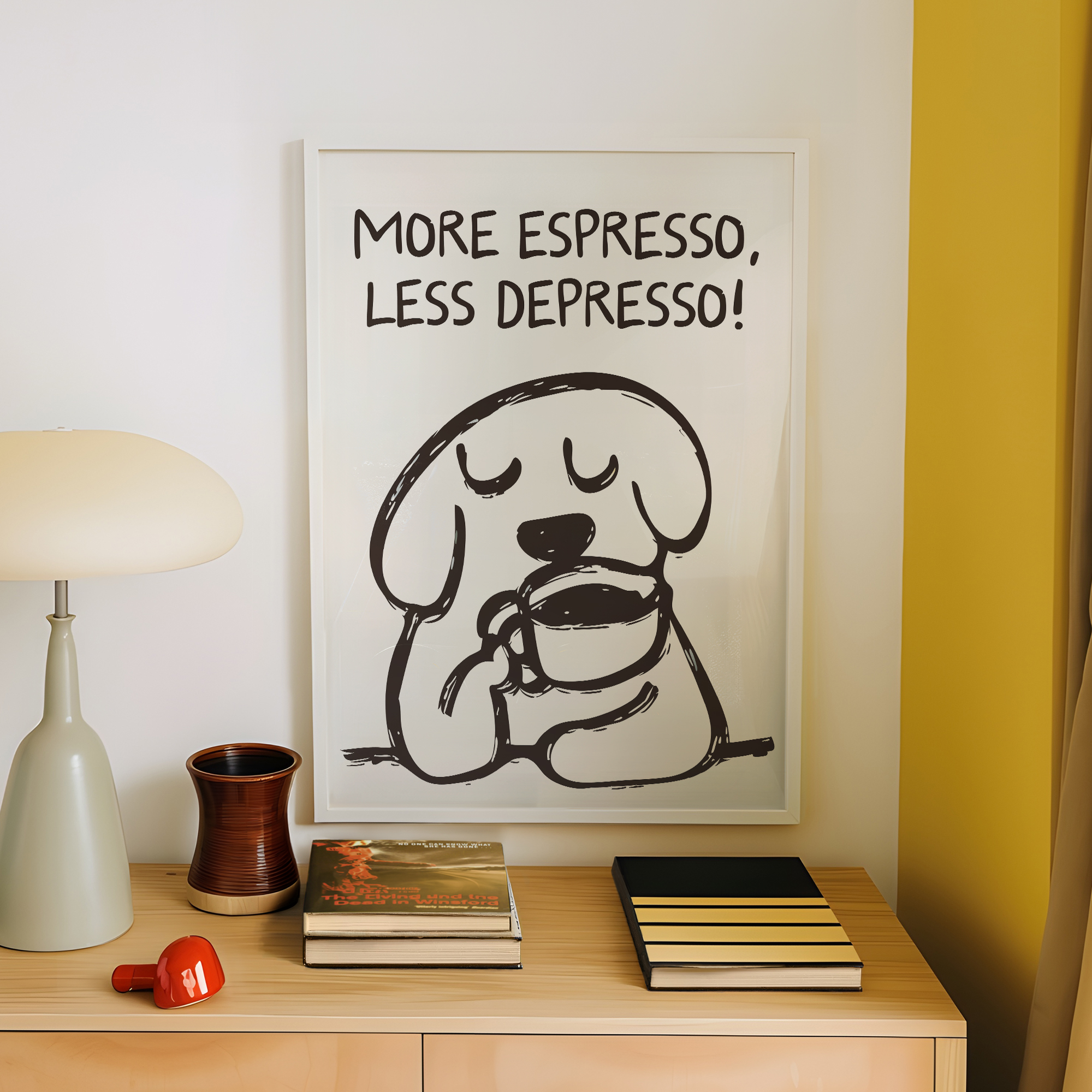 Retro More Espresso Less Depre - Coffee Tea Poster บทวิจารณ์และราคา