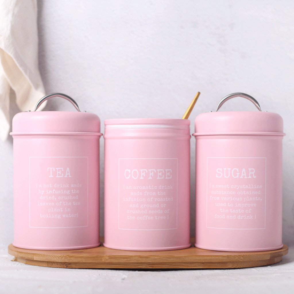 Set of 3 Canister Iron Kitchen - Coffee Tea Sugar Canister Set บทวิจารณ์และราคา