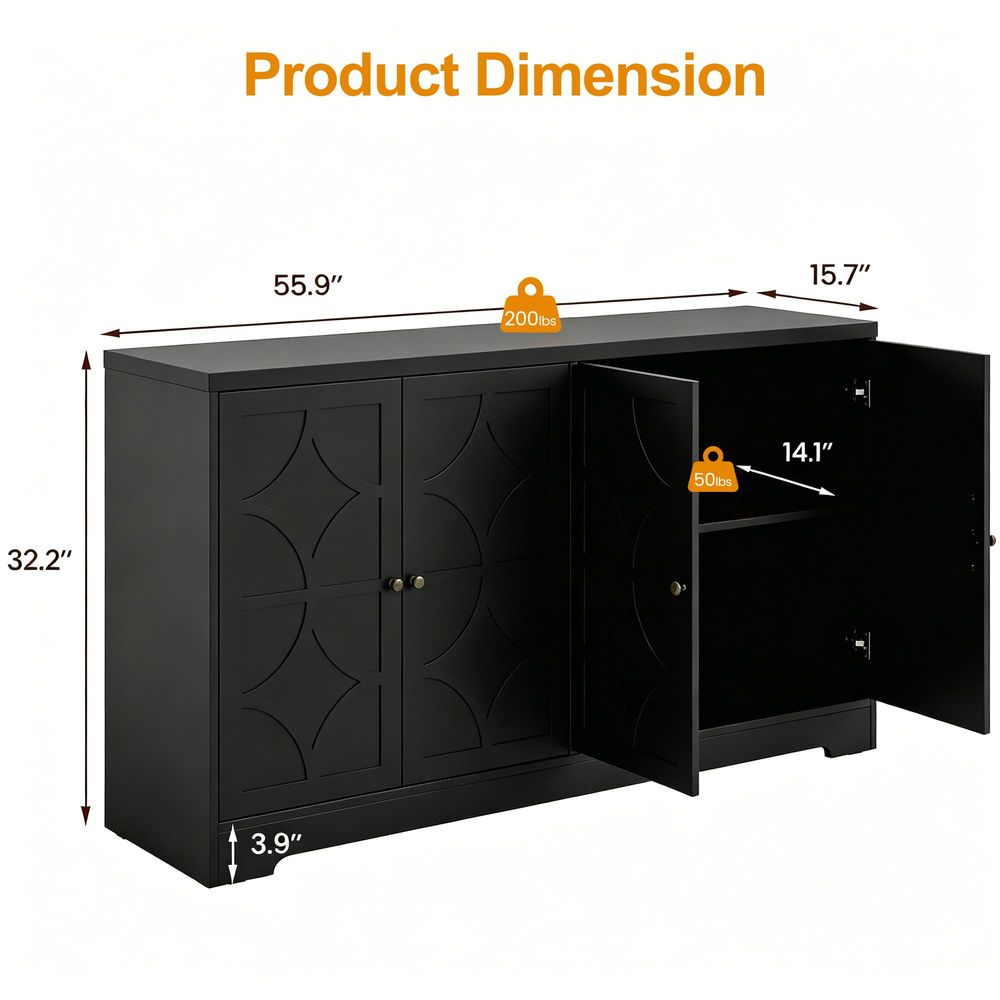 Sideboard Buffet Cabinet with  - Coffee & Tea Difabis บทวิจารณ์และราคา