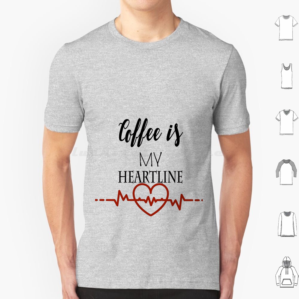 Coffee Is My Heart Line T Shir - Coffee Tea Quotes Short บทวิจารณ์และราคา
